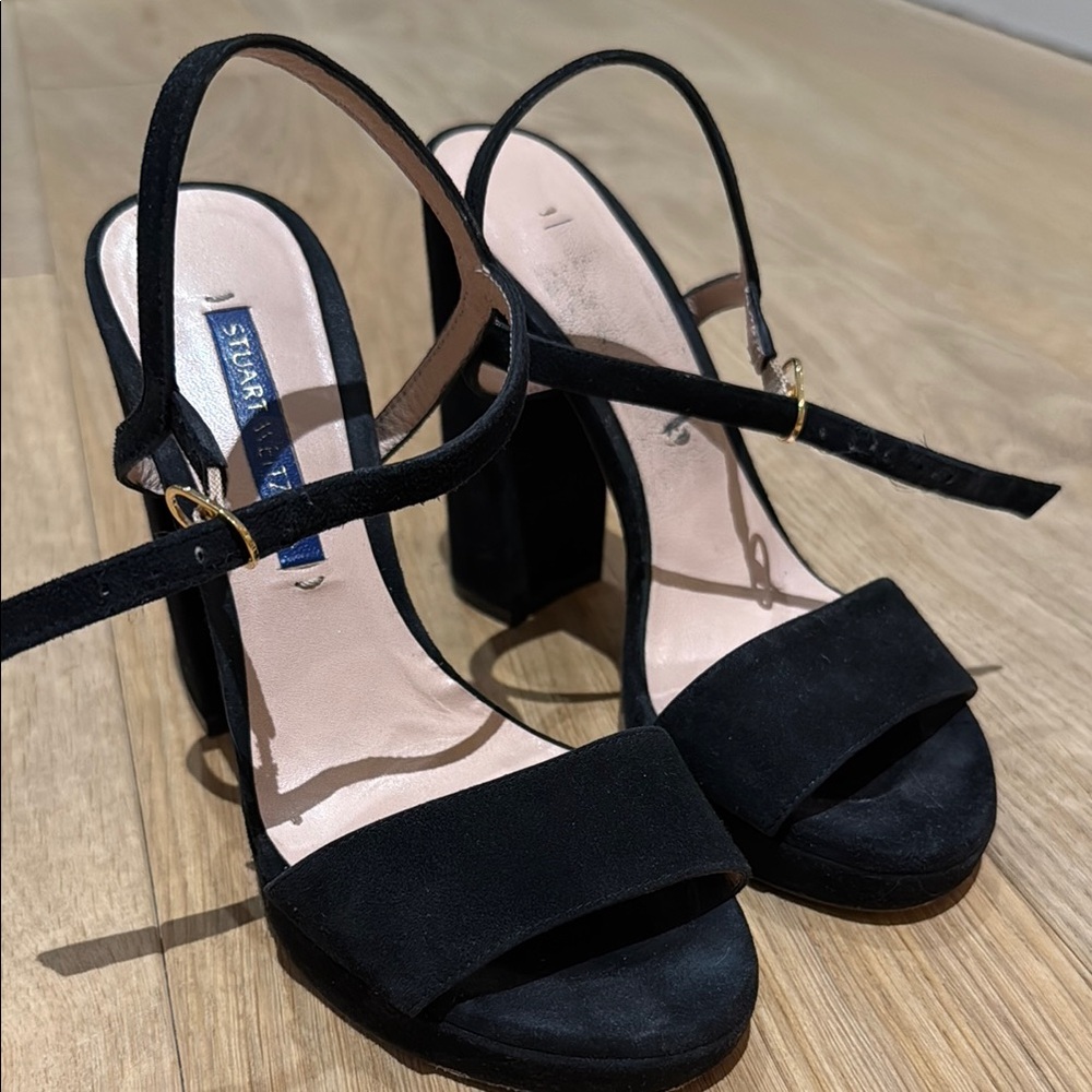 Stuart Weitzman Black Chunky Platform Sandals
